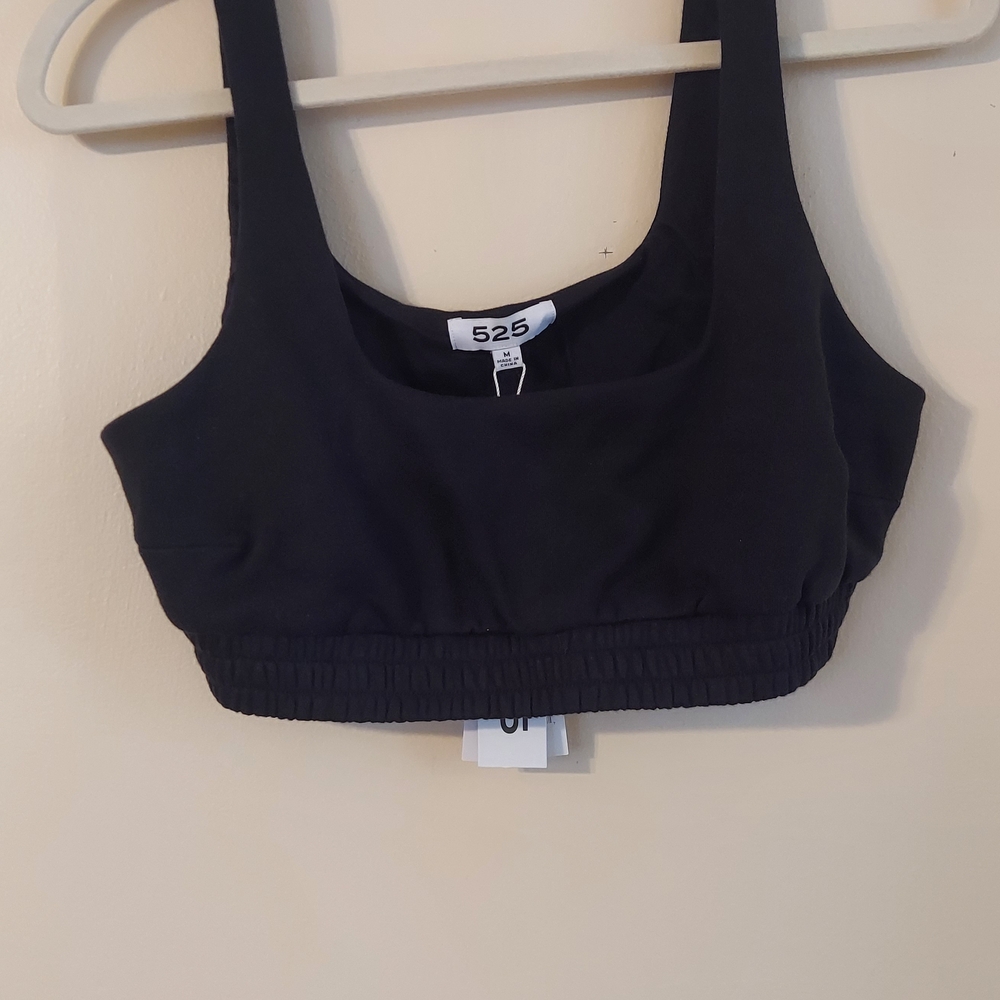525 America 100% Cotton Black Cropped Top Women's Size Medium NWT Beach Travel